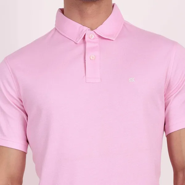 One_Sky_Solid_Men_Polo_Neck_Pink_T-Shirt